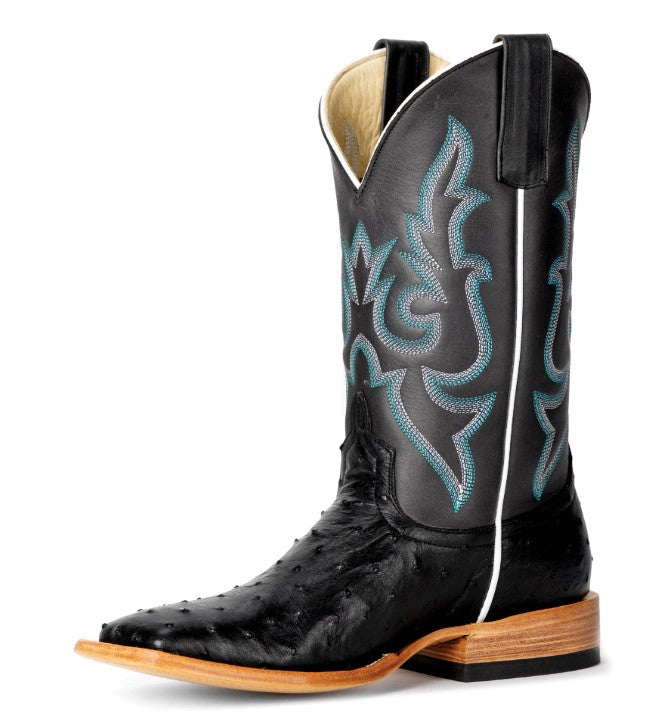 Macie Bean Exotic - Black Full Quill Ostrich (Square toe)