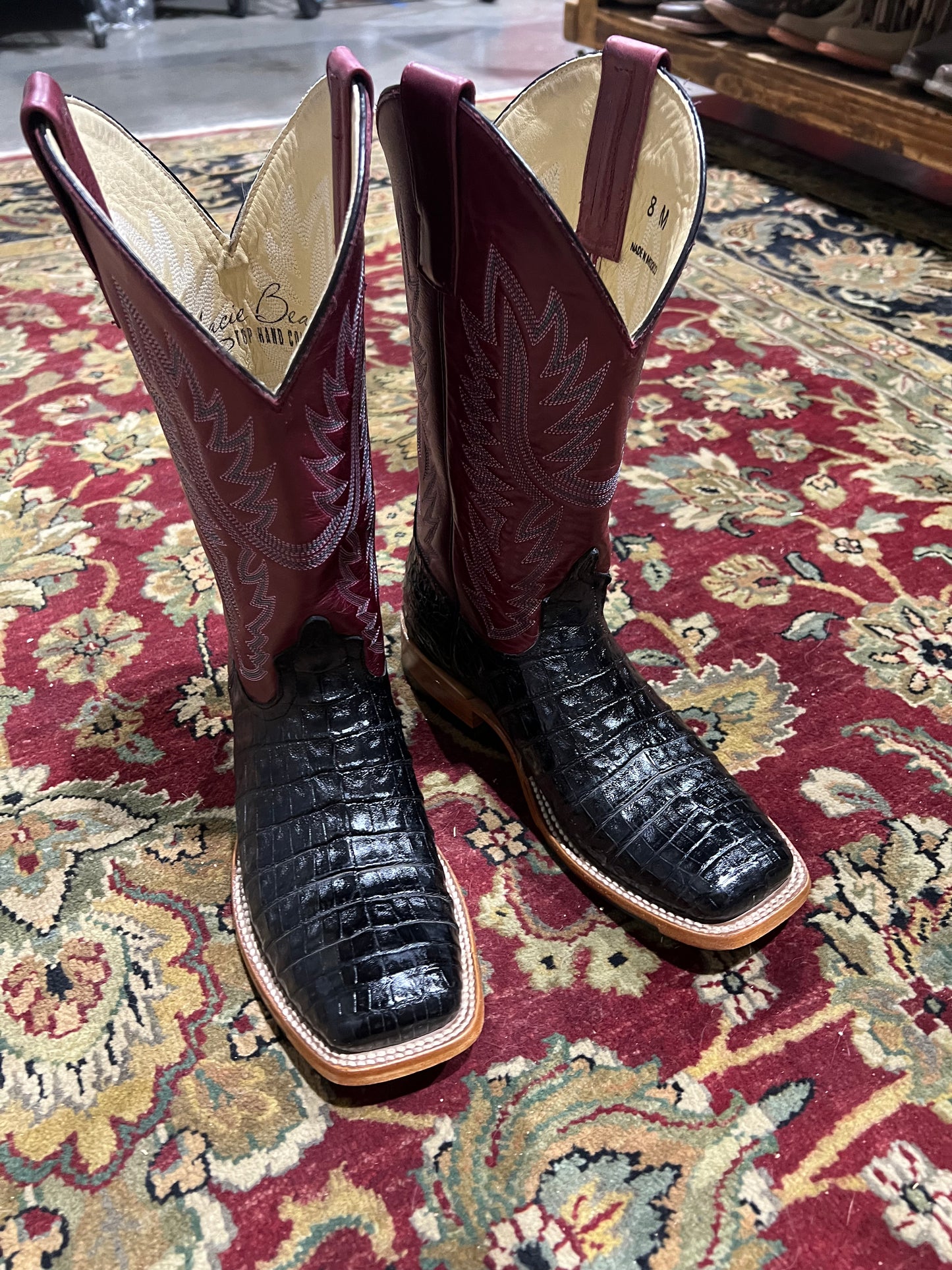 Macie Bean Exotic - Black Caiman (Square toe)