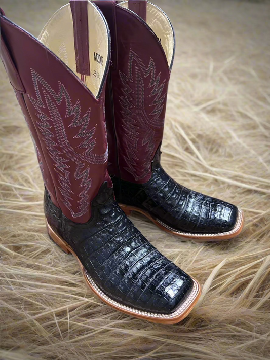 Macie Bean Exotic - Black Caiman (Square toe)