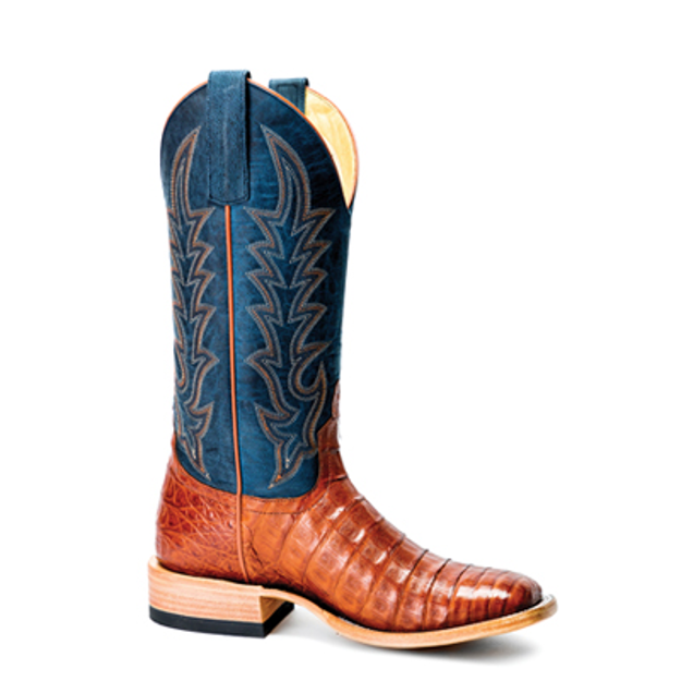 Macie Bean Exotic - Brandy Caiman with Blue Leather Upper (Square toe)