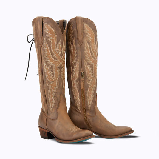 Monica Boot - Lace Up in Saddle Brown