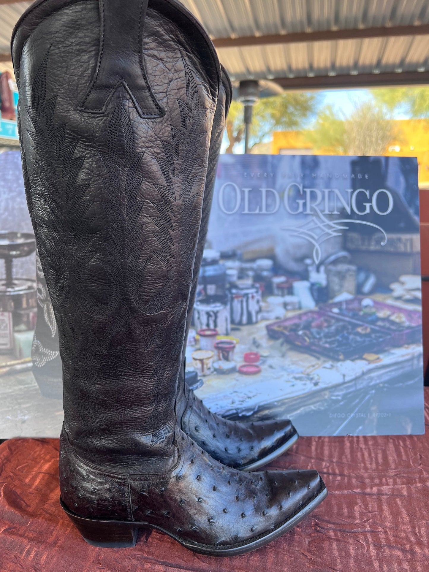 OG Mayra - Tall Espresso Brown Ostrich Boot