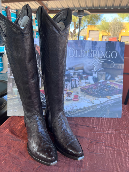 OG Mayra - Tall Espresso Brown Ostrich Boot