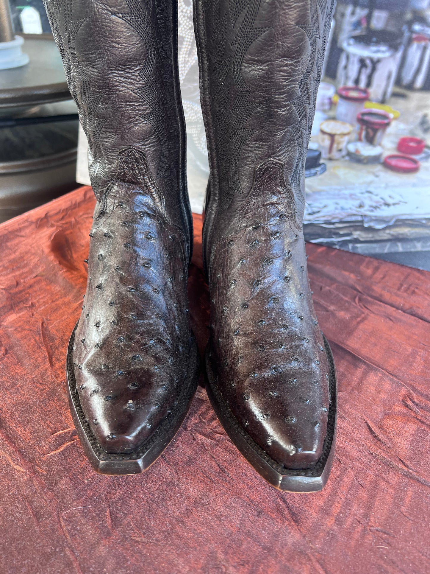 OG Mayra - Tall Espresso Brown Ostrich Boot